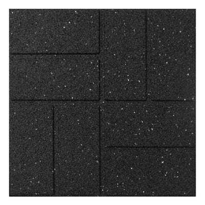 Tierra Verde 16" x 16" Brick Rubber Paver, Outdoor Floor Tiles, Black, 4 Pack - VMInnovations