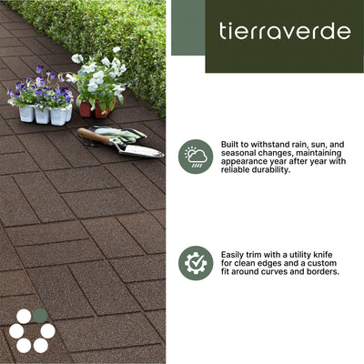 Tierra Verde 16" x 16" Brick Rubber Paver, Outdoor Floor Tiles, Brown (Open Box)