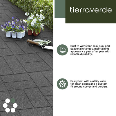 Tierra Verde 16" x 16" Brick Rubber Paver, Outdoor Floor Tiles, Grey, 4 Pack - VMInnovations