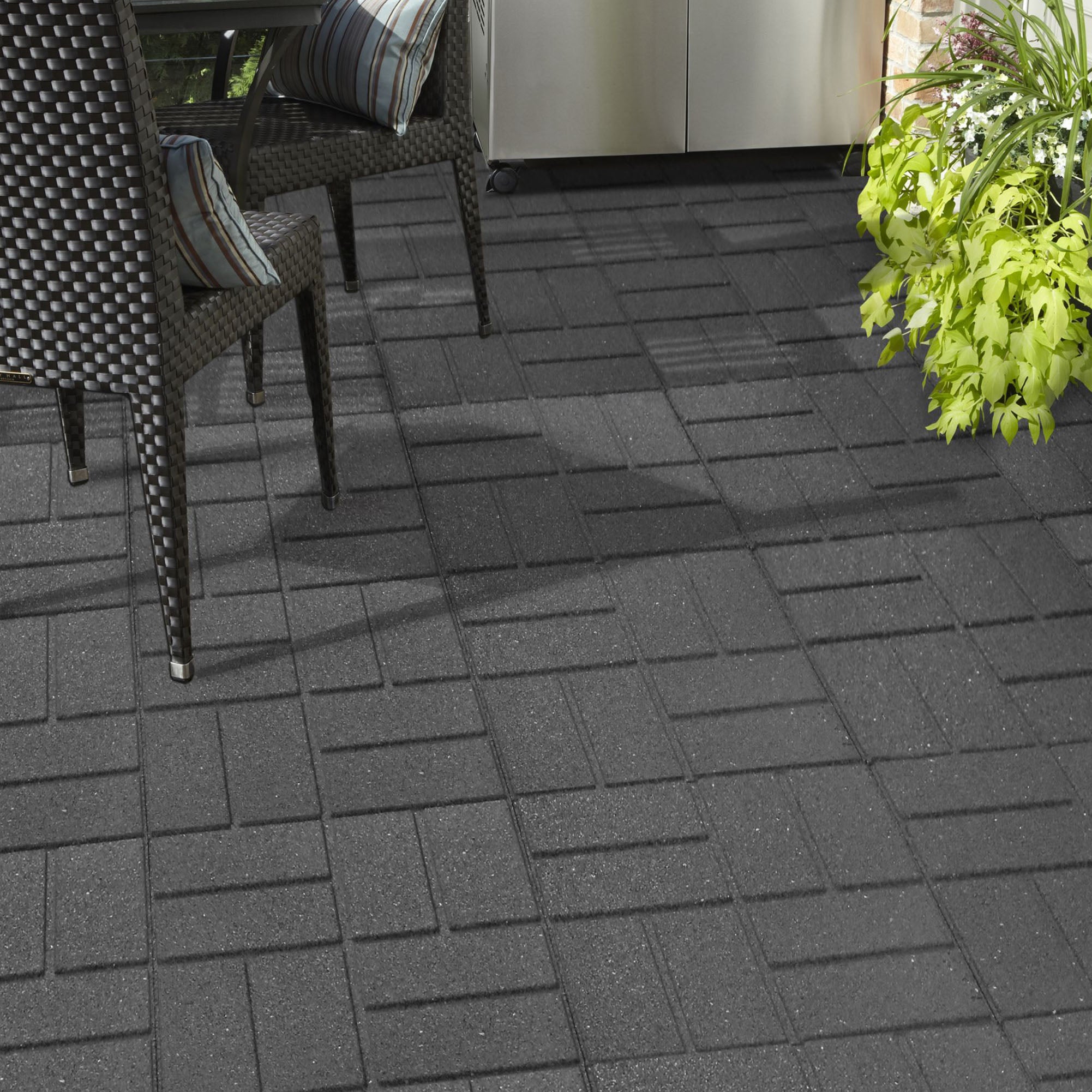 Tierra Verde 16" x 16" Brick Rubber Paver, Outdoor Floor Tiles, Grey, 4 Pack - VMInnovations