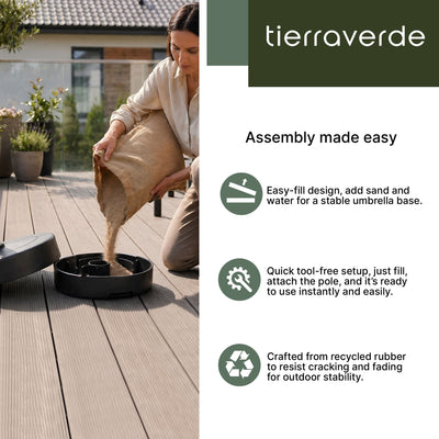 Tierra Verde 14.75" x 3.6" H Round Low Profile Easy-Fill Umbrella Base(Open Box)