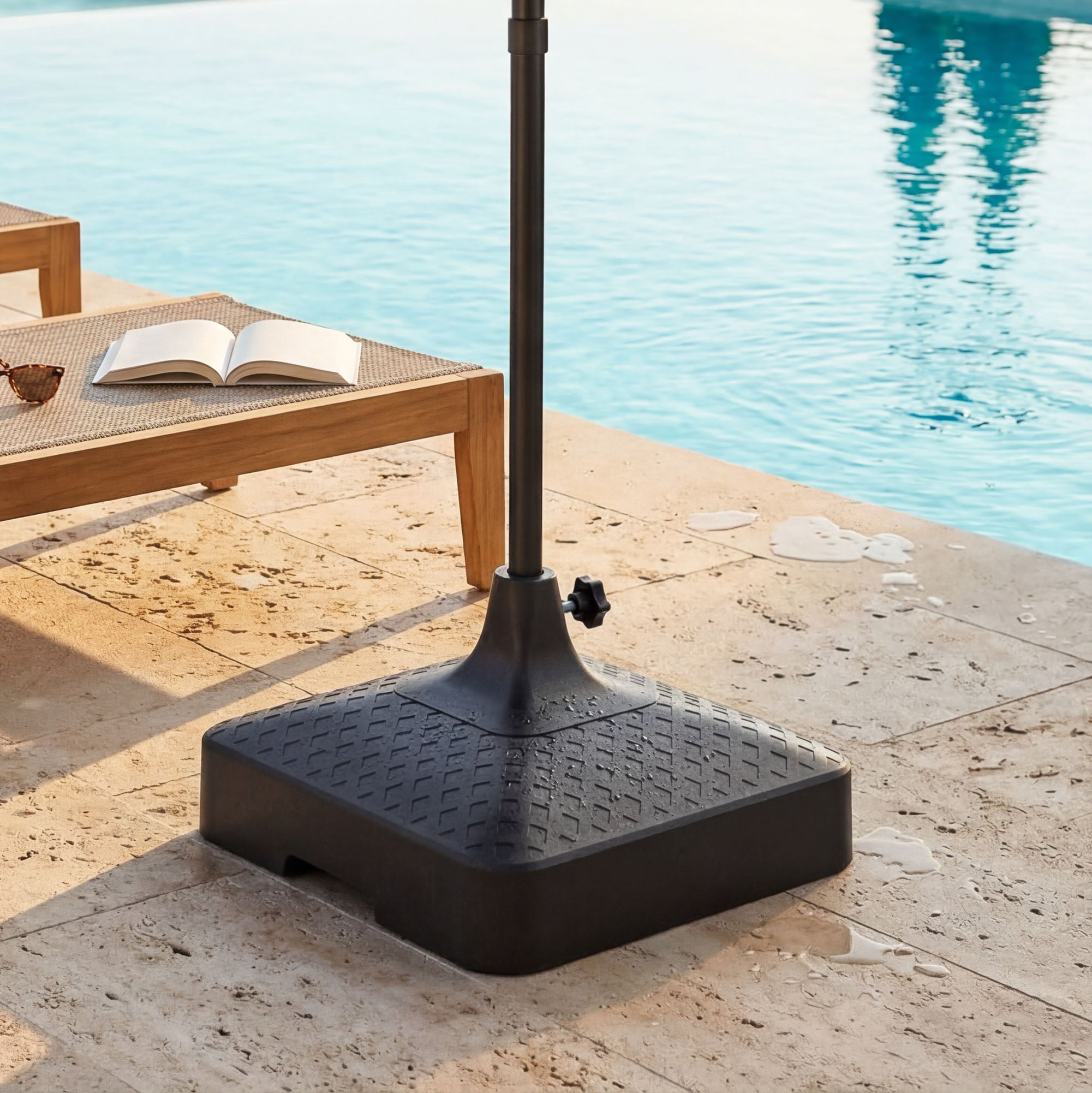 Tierra Verde 19.5" x 6.5"H Square Low Profile Easy-Fill Umbrella Base, Lattice - VMInnovations