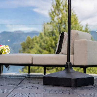 Tierra Verde 19.5" x 6.5"H Square Low Profile Easy-Fill Umbrella Base, Lattice - VMInnovations