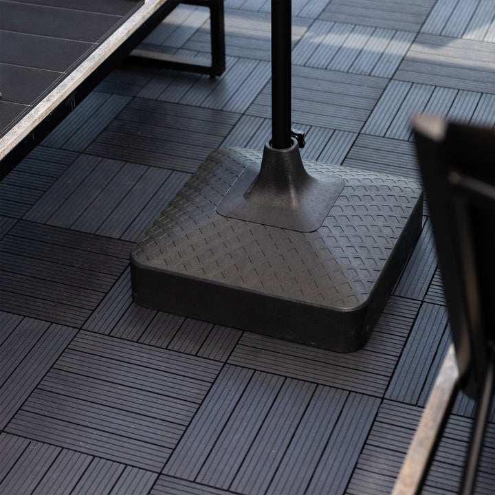 Tierra Verde 19.5" x 6.5"H Square Low Profile Easy-Fill Umbrella Base, Black - VMInnovations