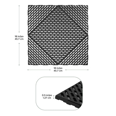 EasyTile 12 Pack Interlocking Modular Tiles with Drainage, 18x18 Inches, Black