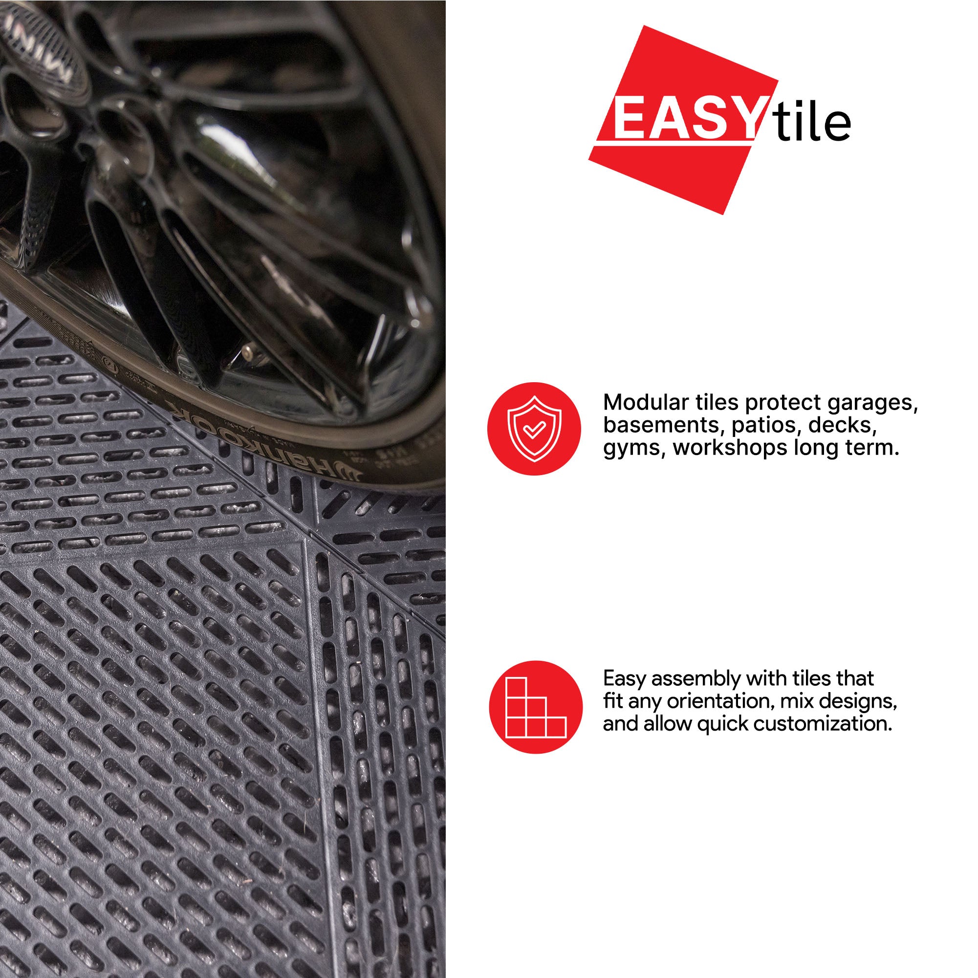 EasyTile 12 Pack Interlocking Modular Tiles with Drainage, 18x18 Inches, Gray (Open Box)