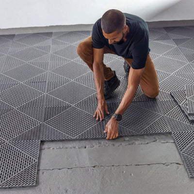 EasyTile 12 Pack Interlocking Modular Tiles with Drainage, 18x18 Inches, Gray (Open Box)