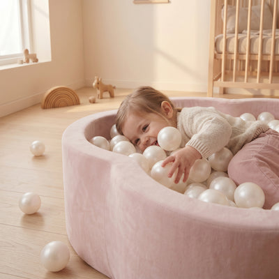 KIDKII Flower Ball Pit Velvet Indoor Play Toy for Toddlers, 200 Balls, Pink - VMInnovations