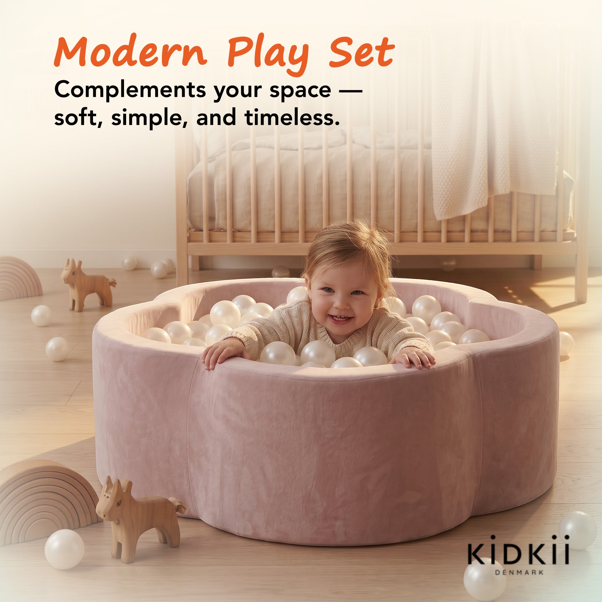 KIDKII Flower Ball Pit Velvet Indoor Play Toy for Toddlers, 200 Balls, Pink - VMInnovations