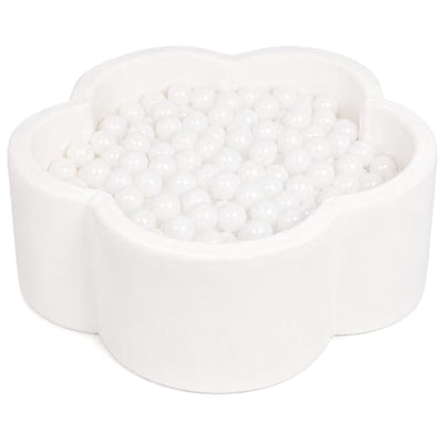 KIDKII Flower Ball Pit Velvet Indoor Play Toy for Toddlers, 200 Balls, Creme - VMInnovations