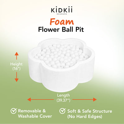 KIDKII Flower Ball Pit Velvet Indoor Play Toy for Toddlers, 200 Balls, Creme - VMInnovations