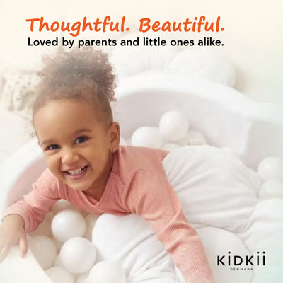KIDKII Flower Ball Pit Velvet Indoor Play Toy for Toddlers, 200 Balls, Creme - VMInnovations