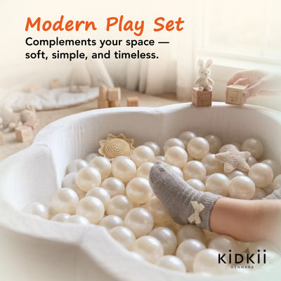 KIDKII Flower Ball Pit Velvet Indoor Play Toy for Toddlers, 200 Balls, Creme - VMInnovations