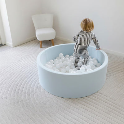 KIDKII Round Ball Pit Soft Velvet Indoor Play Toy for Toddlers, 200 Balls, Blue