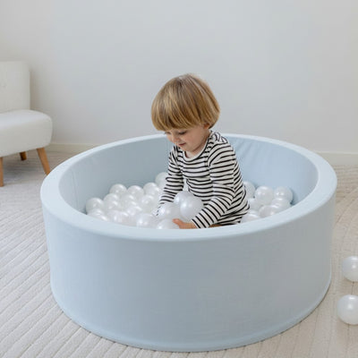 KIDKII Round Ball Pit Soft Velvet Indoor Play Toy for Toddlers, 200 Balls, Blue