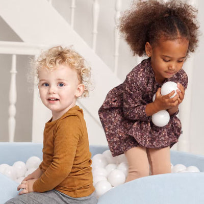 KIDKII Round Ball Pit Soft Velvet Indoor Play Toy for Toddlers, 200 Balls, Blue