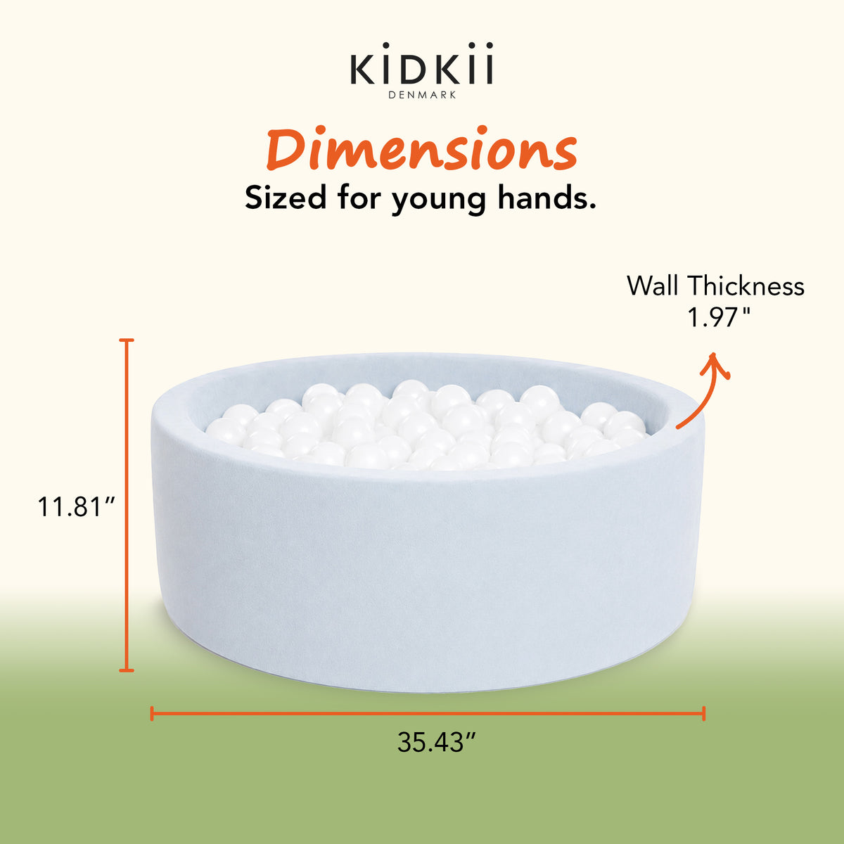KIDKII Round Ball Pit Soft Velvet Indoor Play Toy for Toddlers, 200 Balls, Blue