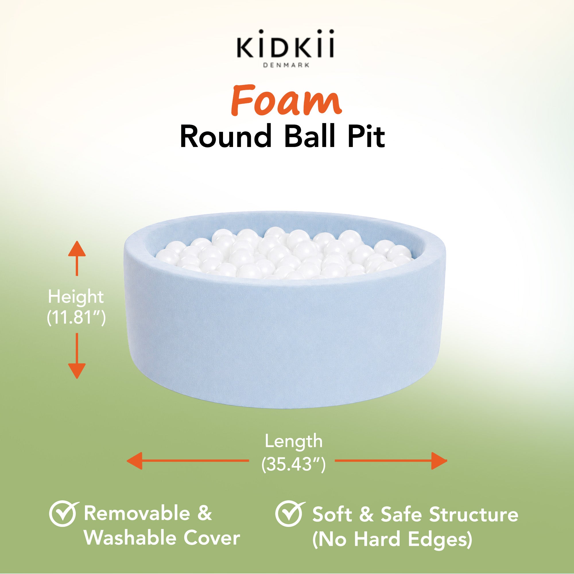 KIDKII Round Ball Pit Soft Velvet Indoor Play Toy for Toddlers, 200 Balls, Blue - VMInnovations