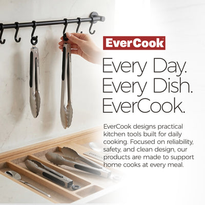 EverCook 2-Piece Stainless Steel Tong Set, 9” and 12” with Non-Slip TPR Grip - VMInnovations