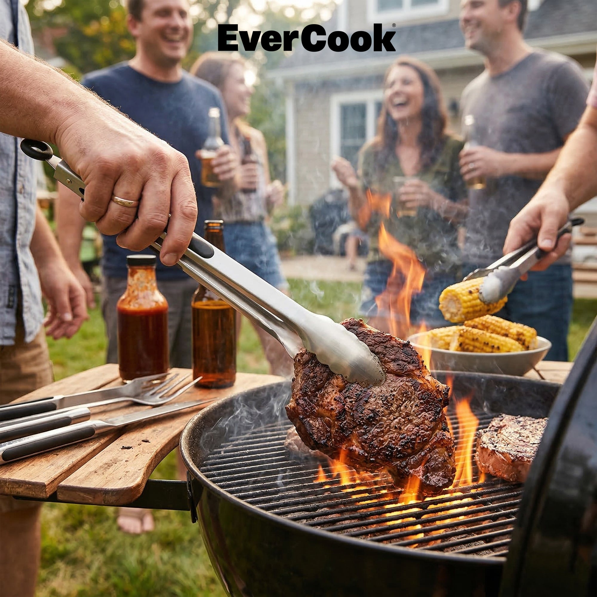 EverCook 2-Piece Stainless Steel Tong Set, 9” and 12” with Non-Slip TPR Grip - VMInnovations