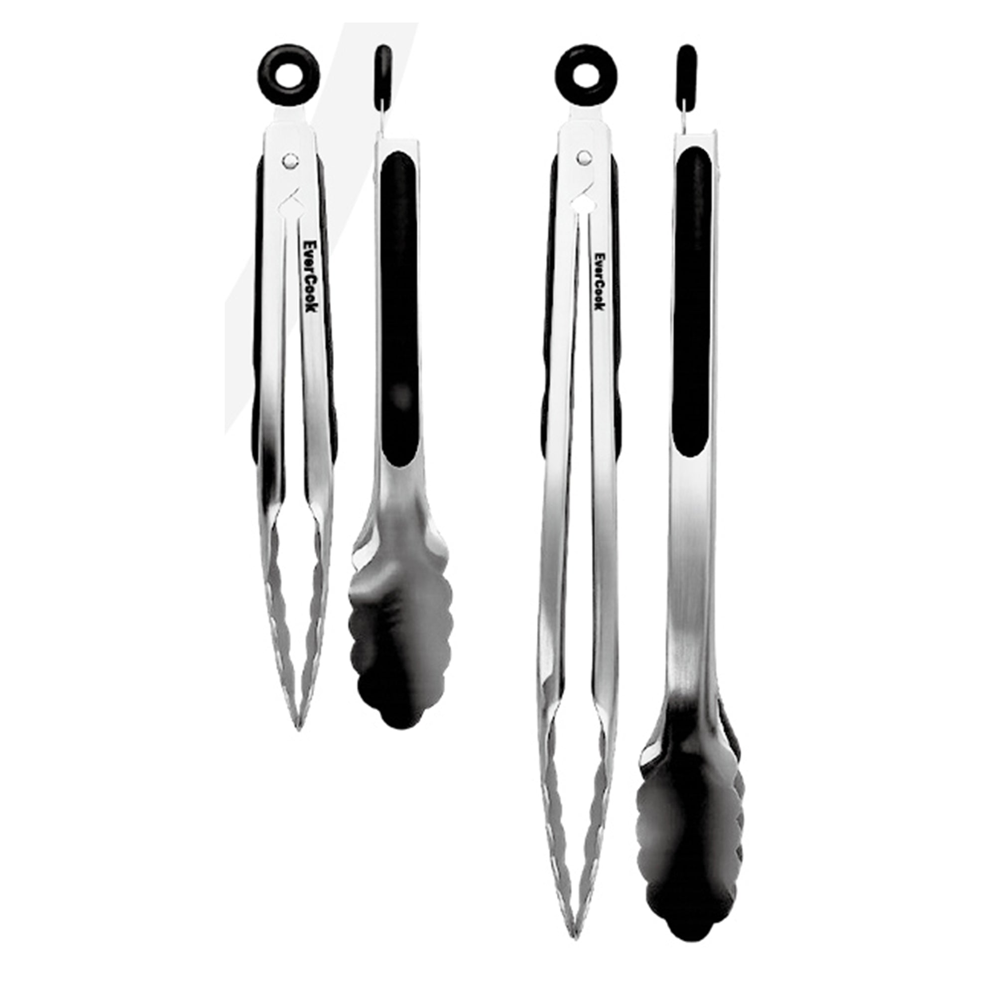 EverCook 2-Piece Stainless Steel Tong Set, 9” and 12” with Non-Slip TPR Grip - VMInnovations