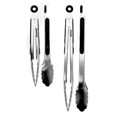EverCook 2-Piece Stainless Steel Tong Set, 9” and 12” with Non-Slip TPR Grip - VMInnovations