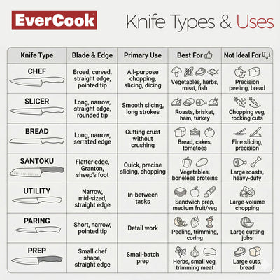 EverCook 7-Piece Knife Set with Sheaths and Scissors, Stainless Steel Cutlery (Open Box)