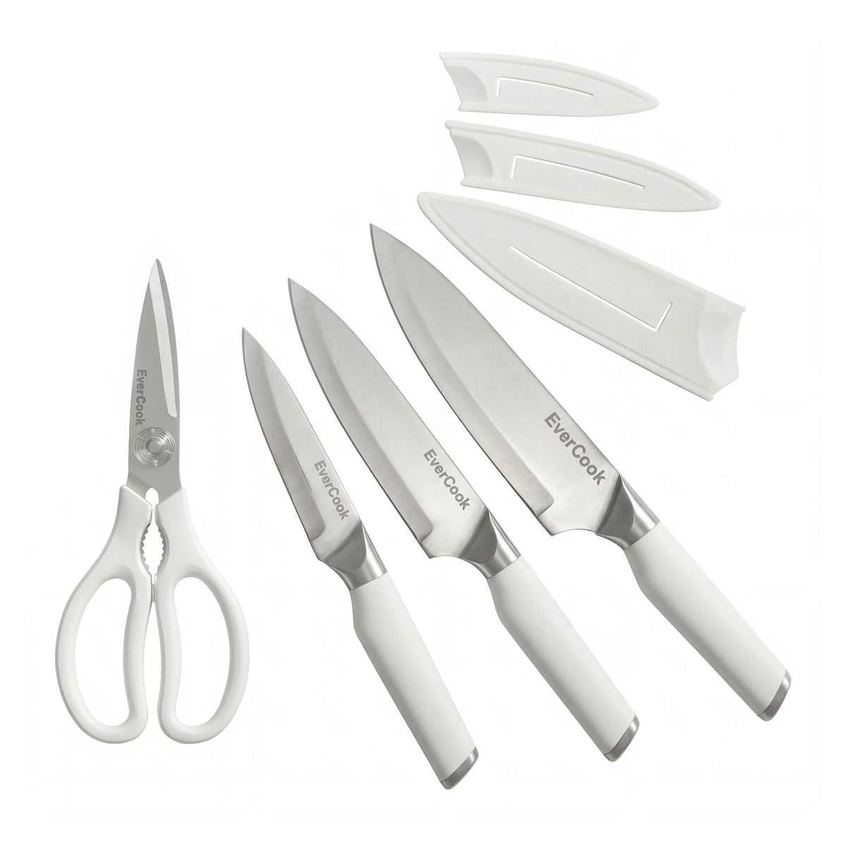 EverCook 7-Piece Knife Set with Sheaths and Scissors, Stainless Steel Cutlery (Open Box)