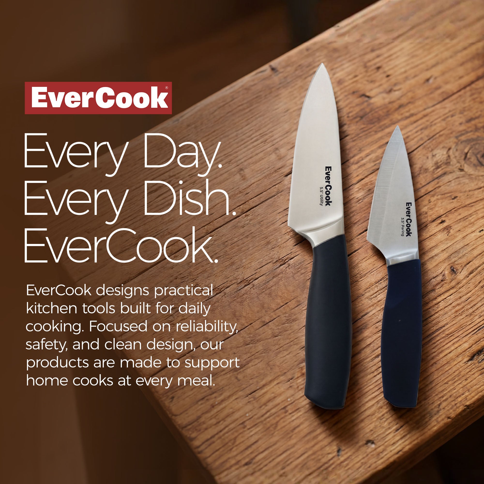 EverCook 3.5” Paring Knife and 5.5” Utility Knife Set, Stainless Steel Cutlery - VMInnovations