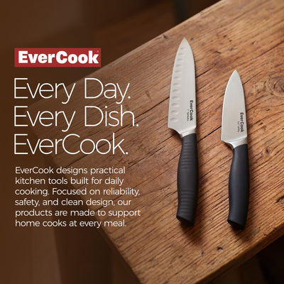 EverCook 7” Santoku Knife and 5.5” Utility Knife Set, Stainless Steel Cutlery - VMInnovations