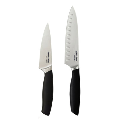 EverCook 7” Santoku Knife and 5.5” Utility Knife Set, Stainless Steel Cutlery - VMInnovations