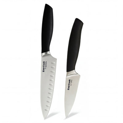 EverCook 7” Santoku Knife and 5.5” Utility Knife Set, Stainless Steel Cutlery - VMInnovations
