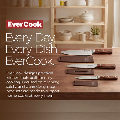 EverCook 6-Piece Kitchen Knife Set with Blade Sheaths, 1.5/2 mm Stainless Steel - VMInnovations