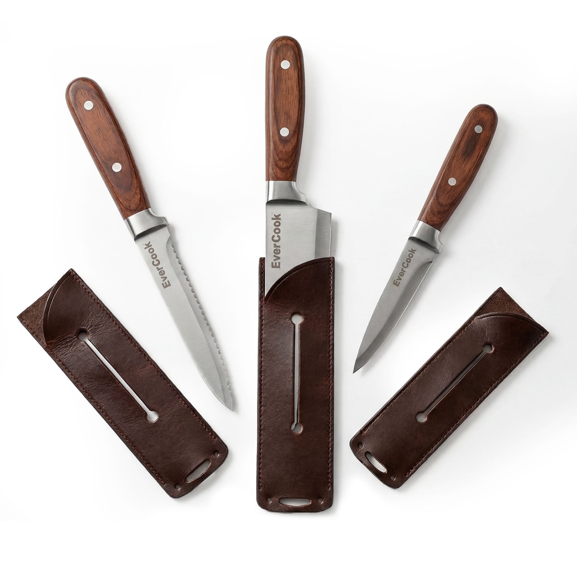 EverCook 6-Piece Kitchen Knife Set with Blade Sheaths, 1.5/2 mm Stainless Steel - VMInnovations