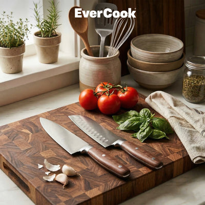 EverCook 4-Piece Kitchen Knife Set with Blade Sheaths, 2.0 mm Stainless Steel