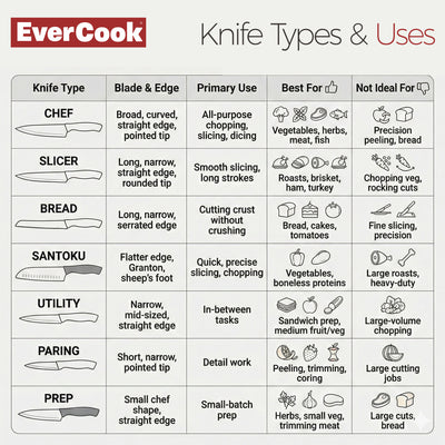 EverCook 4Pc Kitchen Knife Set w/ Blade Sheaths, 1.5/2 mm Black Stainless Steel - VMInnovations
