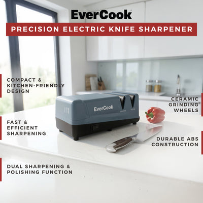 EverCook Electric Knife Sharpener, 2-Stage Ceramic Wheels, Multi-Tool (Open Box)