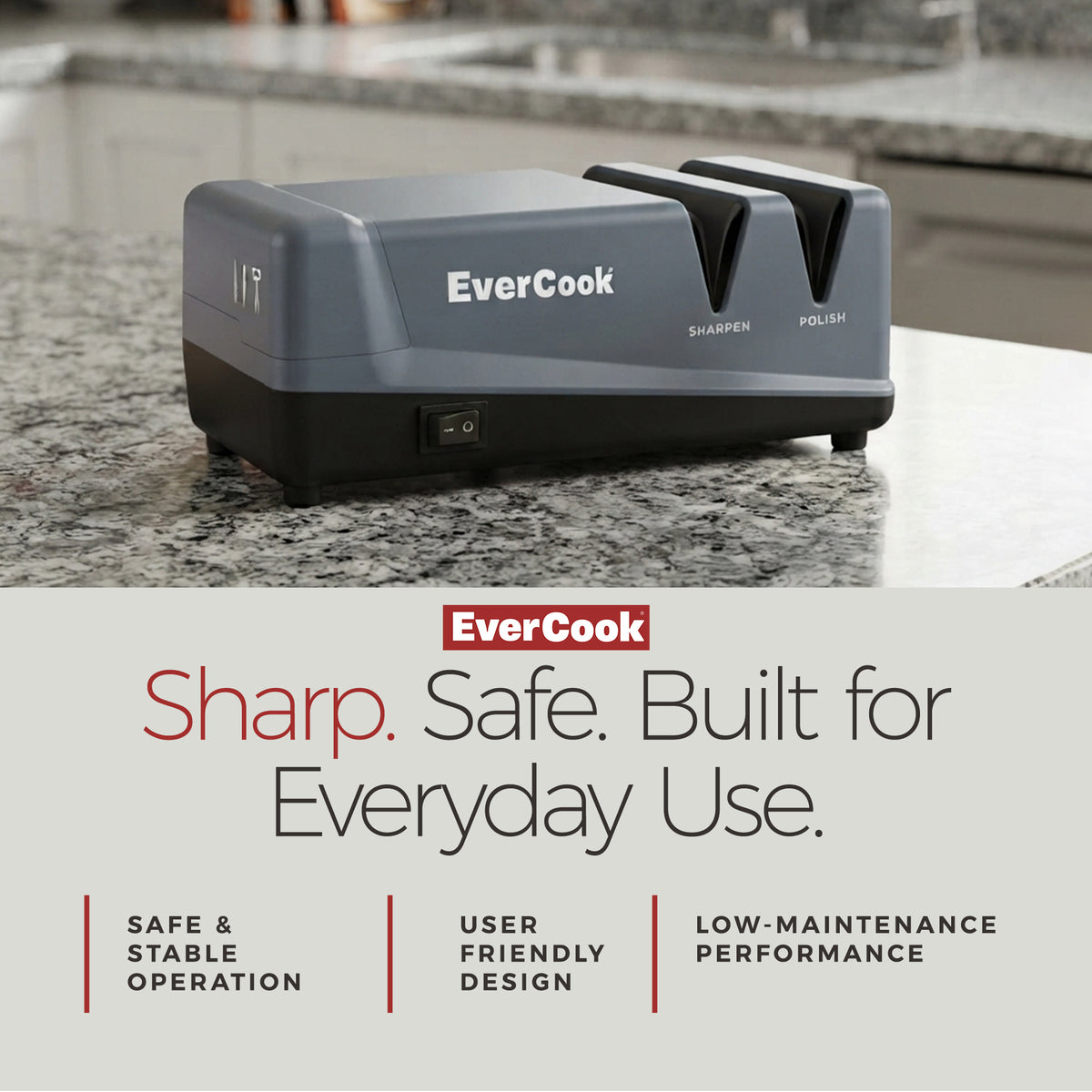 EverCook Electric Knife Sharpener, 2-Stage Ceramic Wheels, Multi-Tool Sharpening