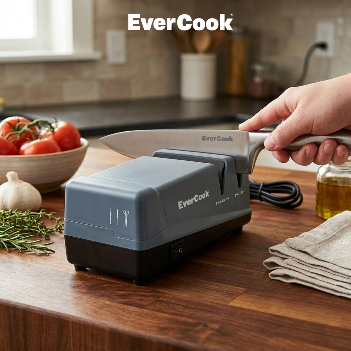 EverCook Electric Knife Sharpener, 2-Stage Ceramic Wheels, Multi-Tool Sharpening
