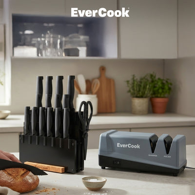EverCook Electric Knife Sharpener, 2-Stage Ceramic Wheels, Multi-Tool Sharpening