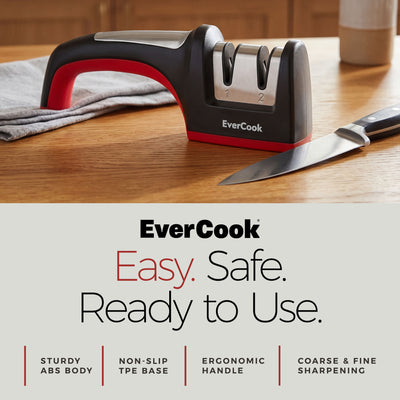 EverCook Precision Knife Sharpener for Kitchen Knives, 2-Stage Diamond Wheels - VMInnovations