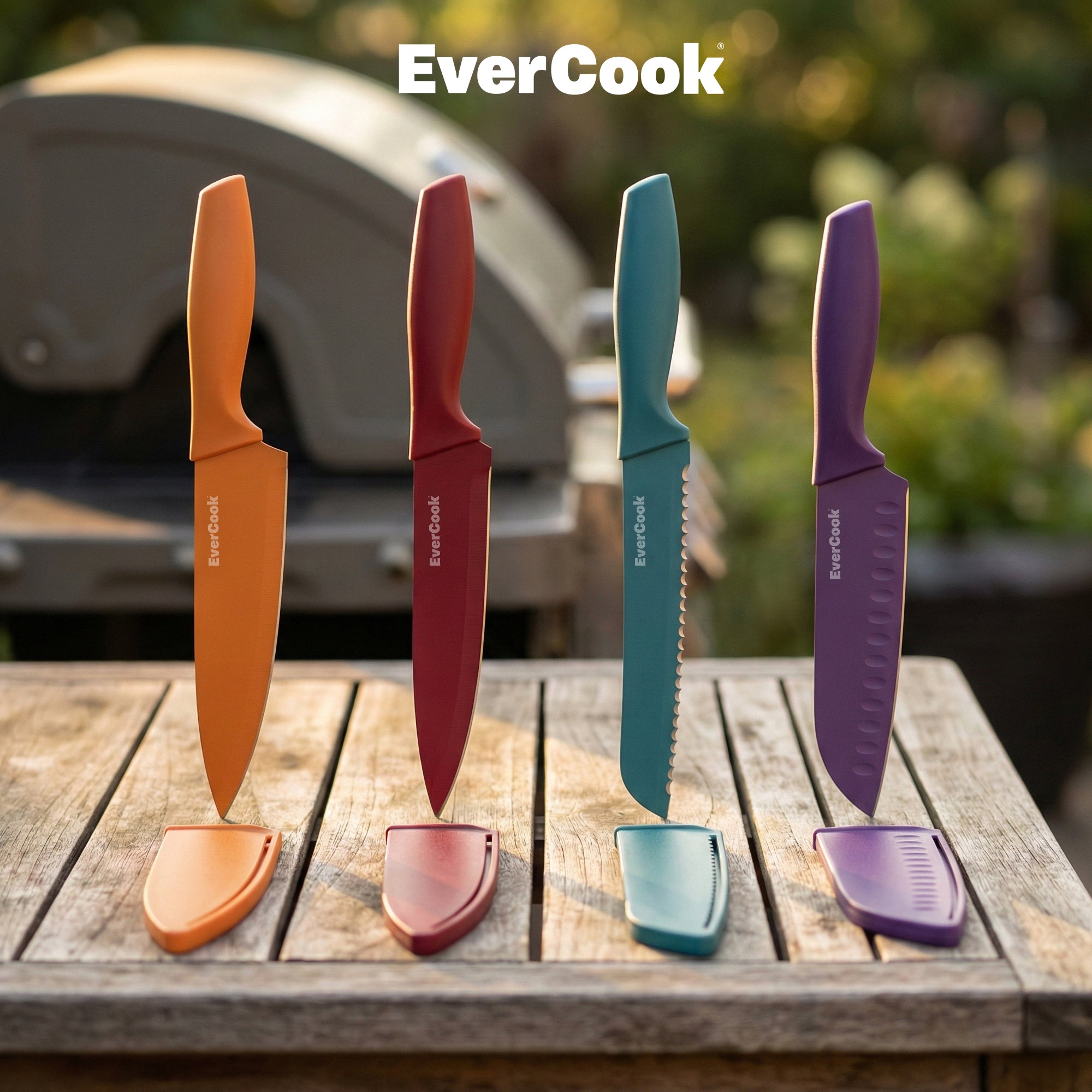 EverCook 12-Piece Kitchen Knife Set with Blade Sheaths, Stainless Steel, Multi