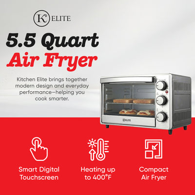 Kitchen Elite 6-Slice Compact Countertop Toaster Oven with Stainless Steel Tray - VMInnovations