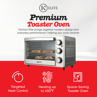 Kitchen Elite 6-Slice Compact Countertop Toaster Oven, Stainless Tray (Used) - VMInnovations