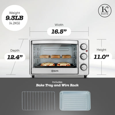 Kitchen Elite 6-Slice Compact Countertop Toaster Oven, Stainless Tray (Used) - VMInnovations