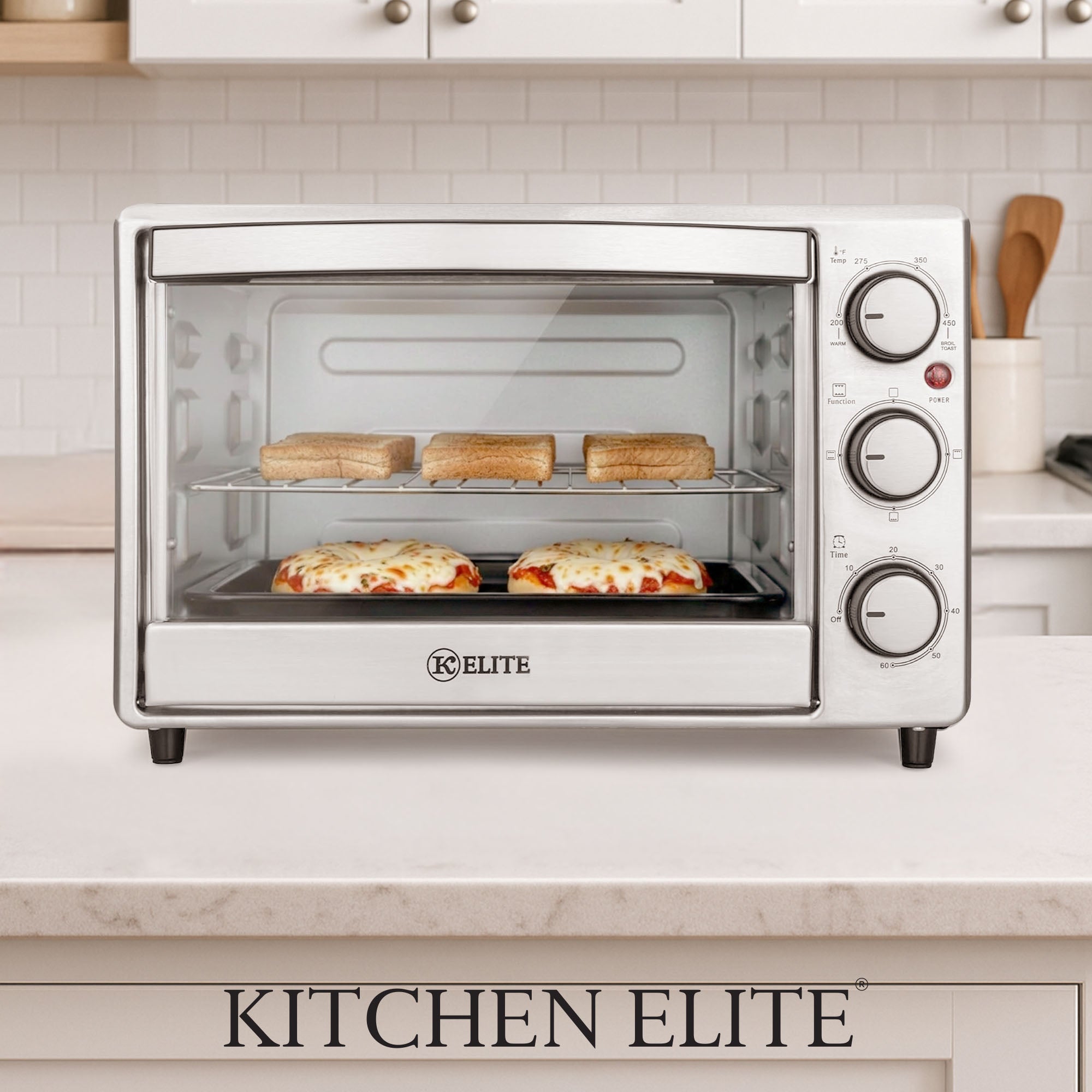 Kitchen Elite 6-Slice Compact Countertop Toaster Oven with Stainless Steel Tray - VMInnovations