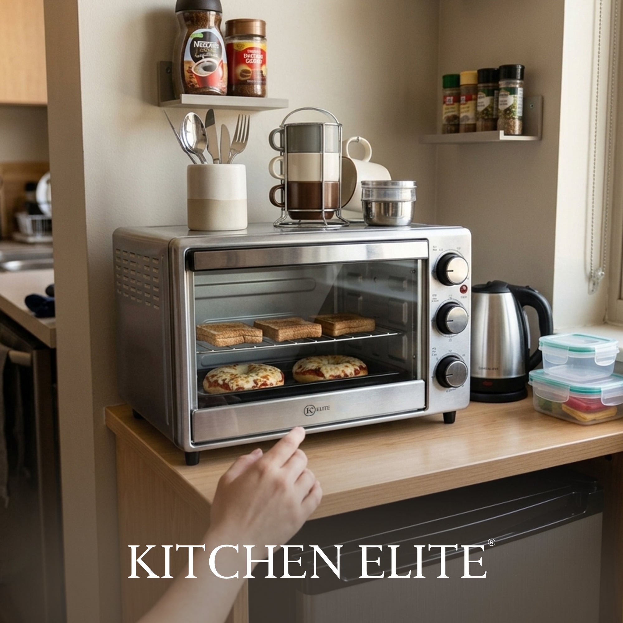 Kitchen Elite 6-Slice Compact Countertop Toaster Oven, Stainless Tray (Used) - VMInnovations