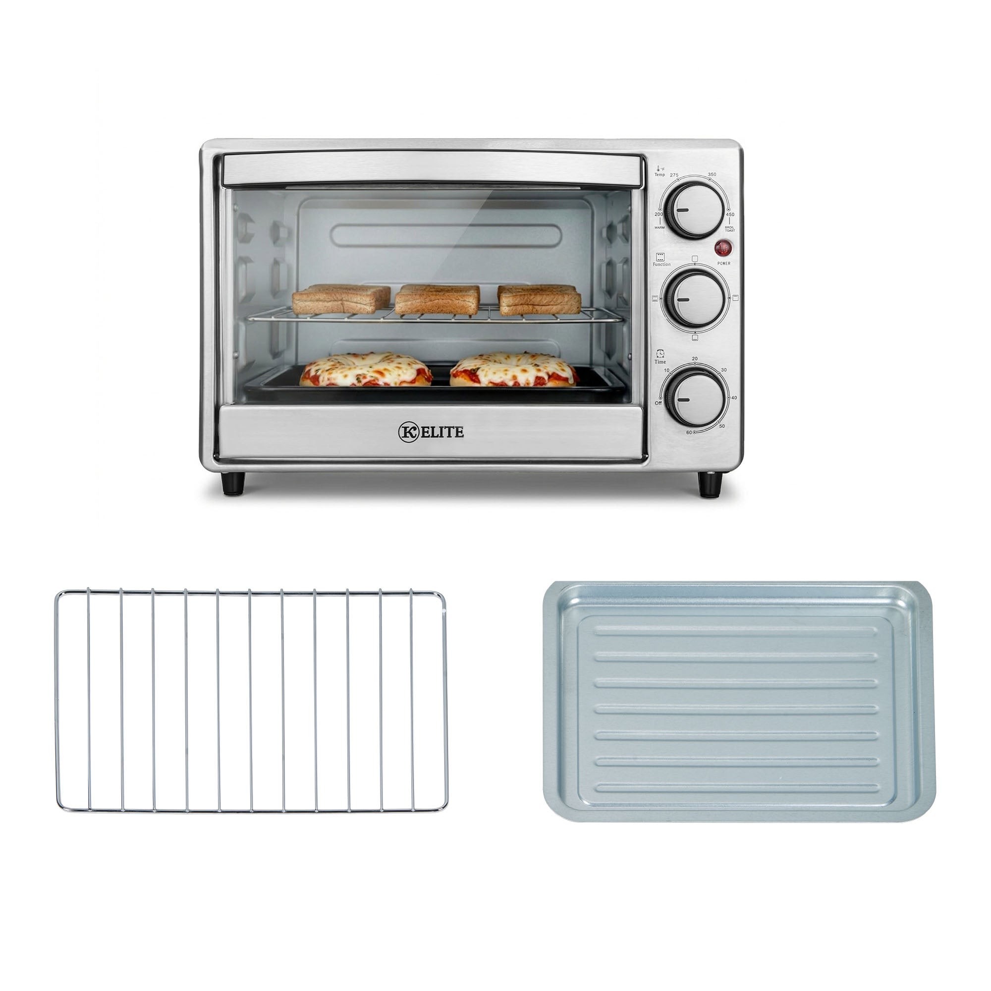 Kitchen Elite 6-Slice Compact Countertop Toaster Oven, Stainless Tray (Used) - VMInnovations