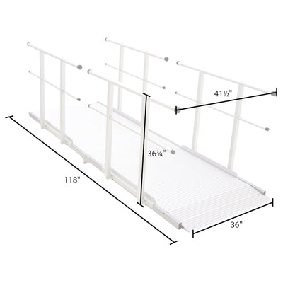Silver Spring 10' Wheelchair Ramp w/ Handrails, Suitable for Porch (Open Box) - VMInnovations
