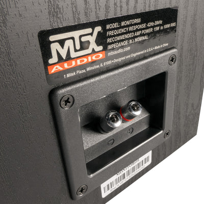 MTX Audio MONITOR60i 6.5 Inch Bookshelf Speakers, 2-Way Home Audio Pair, Black - VMInnovations